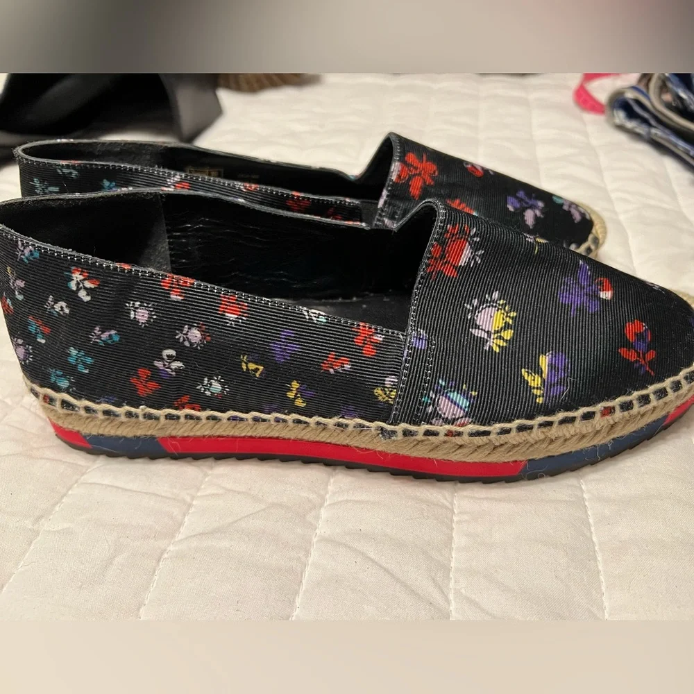 Diane Von Furstenberg Black Floral Espadrille Flats Shoes Women's‎ 9M